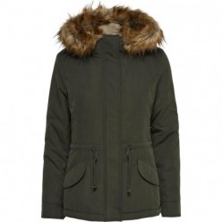 Only Kahverengi Kadın Günlük Mont 15158948-Rubber Lucca Parka Jacket